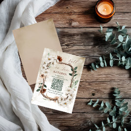 Boho gedemde Herfst Floral Bridal Registry QR-code Notitiekaartje