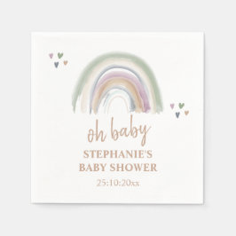 Boho gedempt regenboog salie groen Baby shower Servet