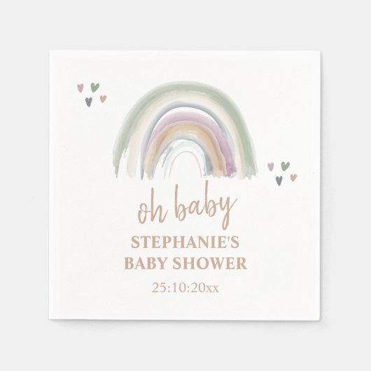 Boho gedempt regenboog salie groen Baby shower Servet (Voorkant)