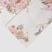 BOHO Gedempte Bloemen Waterverf Wit Hout Decoupage Tissuepapier (Detail)