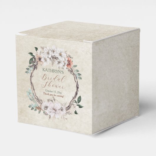 Boho Gedempte Herfst Bloem Bruidsborrel Bedankdoosjes (Voorkant Zijde)