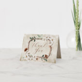 Boho Gedempte Herfst Bloemen Verliefd Worden Bruid Bedankkaart (Voorkant)