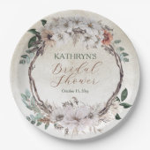 Boho gedempte herfst bloemige bruids-shower papieren bordje (Voorkant)