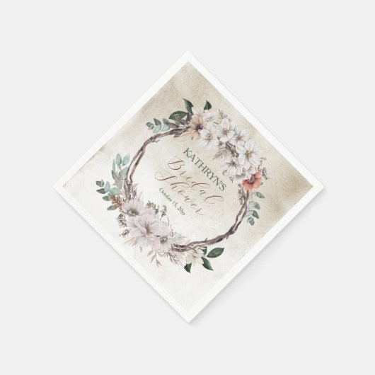 Boho gedempte herfst bloemige bruids-shower servet (Hoek)