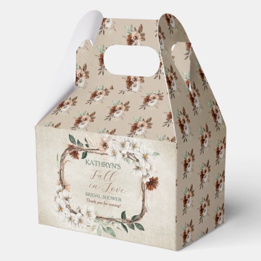 Boho gedempte herfst bloemige bruidsdouche bedankdoosjes (Voorkant)