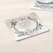 Boho gedempte herfst bloemige bruidsuitnodiging kartonnen onderzetters (Schuin)