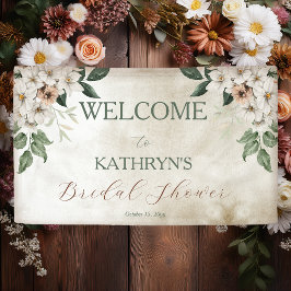 Boho gedempte herfst bloemige bruiloft feest spandoek