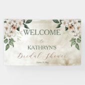 Boho gedempte herfst bloemige bruiloft feest spandoek (Horizontaal)