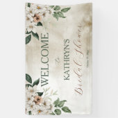 Boho gedempte herfst bloemige bruiloft feest spandoek (Verticaal)