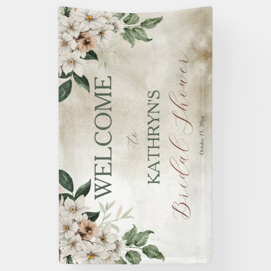 Boho gedempte herfst bloemrijke bruids douche spandoek (Verticaal)