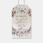 Boho gedempte herfst bloemrijke bruidsdouche cadeaulabel (Voorkant)