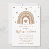 Boho gedempte regenboog babyshower uitnodiging (Voorkant)