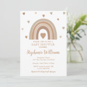 Boho gedempte regenboog babyshower uitnodiging (Staand voorkant)