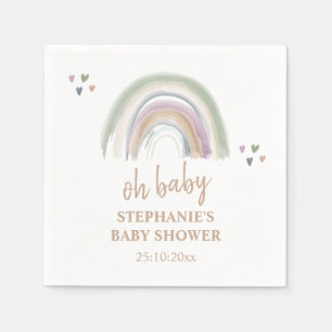 Boho Gedempte Regenboog Salie Groen Baby Shower Servet