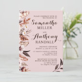 Boho gedempte Waterverf bloemen bruiloft uitnodigi Kaart (Staand voorkant)