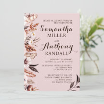 Boho gedempte Waterverf bloemen bruiloft uitnodigi