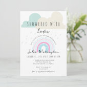 Boho gedoucht met liefde regenboog Baby shower Kaart (Staand voorkant)