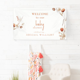 Boho Gedroogd bloementerracotta Baby shower Spandoek
