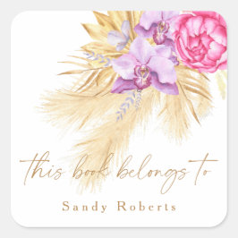 Boho gedroogd pampasgras - dit boek behoort tot vierkante sticker