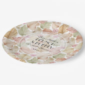 Boho gedroogde bladeren en bloemen Bruidsdiner Papieren Bordje (Gekanteld)