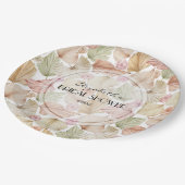 Boho gedroogde bladeren en bloemen Bruidsdouche Papieren Bordje (Gekanteld)