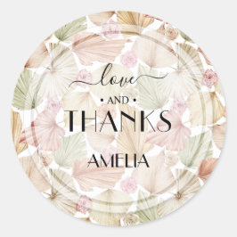 Boho gedroogde bladeren en bloemen Bruidsdouche Ronde Sticker