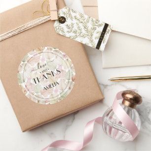 Boho gedroogde bladeren en bloemen Bruidsdouche Ronde Sticker