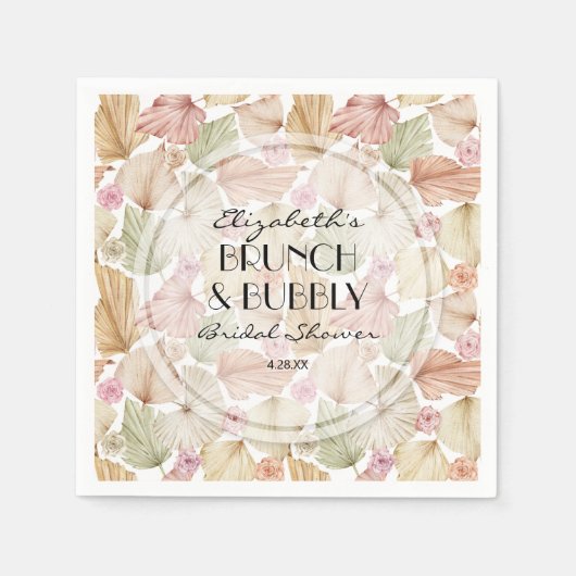 Boho gedroogde bladeren en bloemen Bruidsdouche Servet (Voorkant)