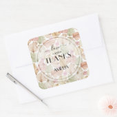 Boho gedroogde bladeren en bloemen bruiloft vierkante sticker (Envelop)