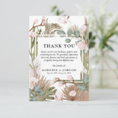 Boho gedroogde bladeren, Pampas & Roze Orchidee ro Bedankkaart (Staand voorkant)