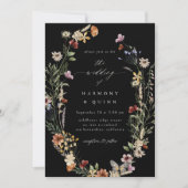 Boho gedroogde bloem wilde bloem bruiloft uitnodig kaart (Voorkant)