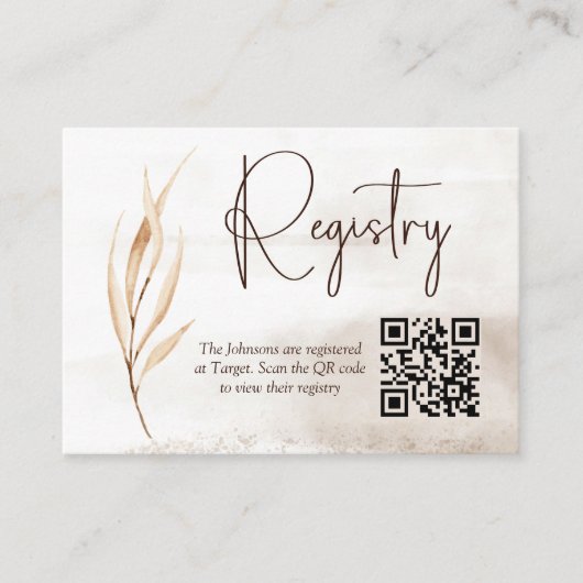 Boho Gedroogde Bloemen Baby/Kind Douche Registry Informatiekaartje (Voorkant)