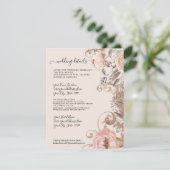 Boho Gedroogde Bloemen Blush Roos Gold Wedding Det Kaart (Staand voorkant)