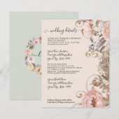 Boho Gedroogde Bloemen Blush Roos Gold Wedding Det Kaart (Voorkant / Achterkant)