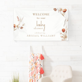 Boho Gedroogde Bloemen Gouden Tekst Baby shower Spandoek