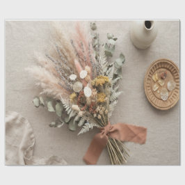 Boho gedroogde bloemen inpakpapier