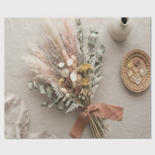 Boho gedroogde bloemen inpakpapier (Vlak)
