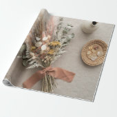 Boho gedroogde bloemen inpakpapier (Uitgerold)