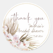Boho gedroogde bloemen roze orchidee favoriet  ronde sticker (Voorkant)