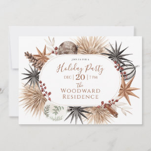 Boho-gedroogde botanische feestdagen kaart