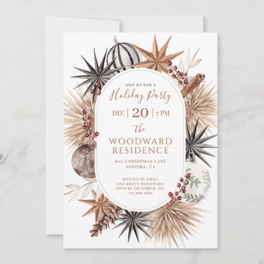 Boho-gedroogde botanische feestviering kaart (Voorkant)