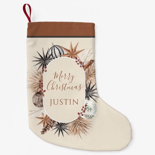 Boho Gedroogde Botanische Kerst Kleine Kerstsok (Voorkant)