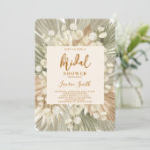 Boho gedroogde handpalmen lunaria Vrijgezellenfees Kaart (Staand voorkant)