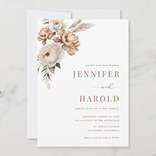 Boho Gedroogde Herfst Floral Minimal Alles in één  Kaart (Voorkant)