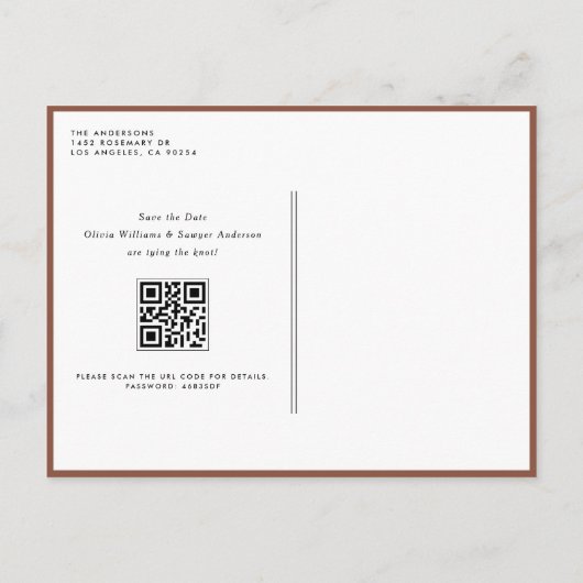 Boho Gedroogde Palm en Orchideeën Foto Sla de datu Aankondigingskaart (Achterkant)