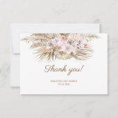 Boho Gedroogde Palm Pampas Gras Stoffige Roze Orch Bedankkaart (Voorkant)