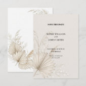 Boho gedroogde palm trouw datum opslaan save the date (Voorkant / Achterkant)
