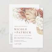 Boho gedroogde palmbladeren en orchideeën bruiloft uitnodiging briefkaart (Voorkant / Achterkant)