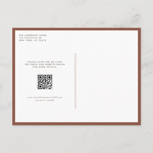 Boho Gedroogde Palmbladeren en Orchideeën QR Code  Uitnodiging Briefkaart (Achterkant)