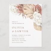 Boho Gedroogde Palmbladeren en Orchideeën QR Code  Uitnodiging Briefkaart (Voorkant)